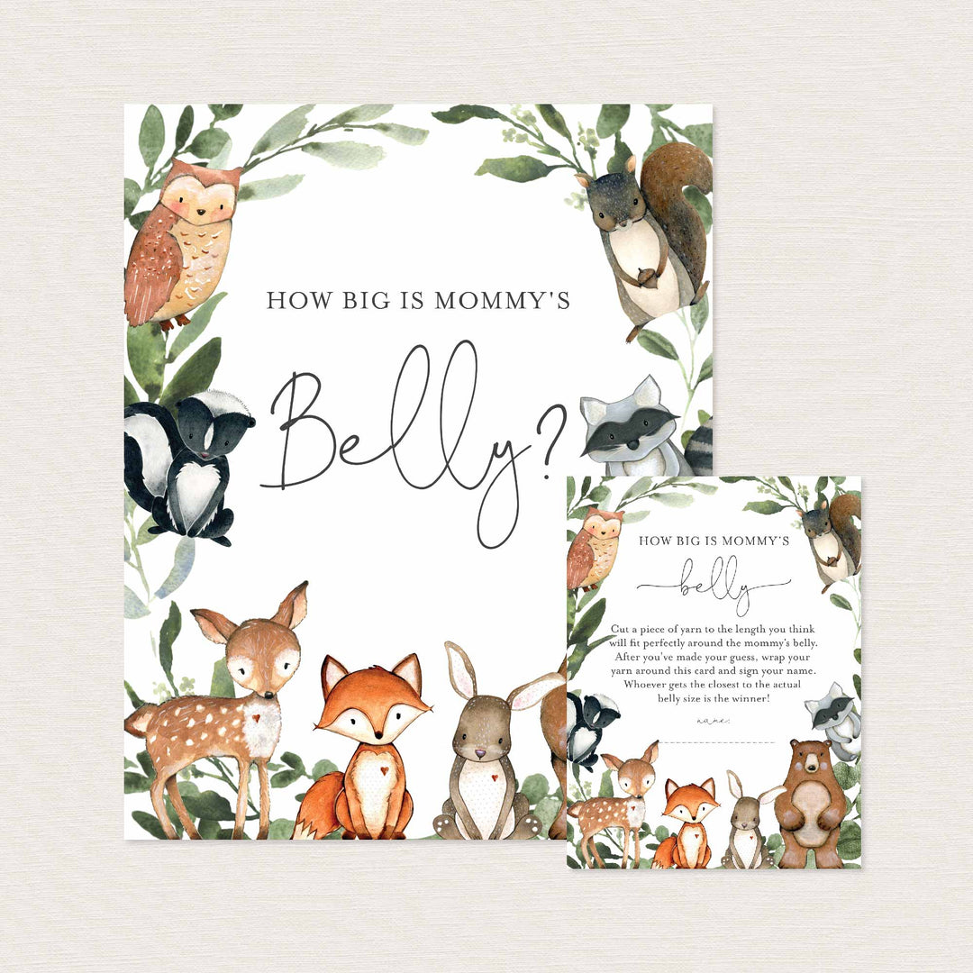 Woodland Animals Baby Shower How Big Is Mummy's Belly Game