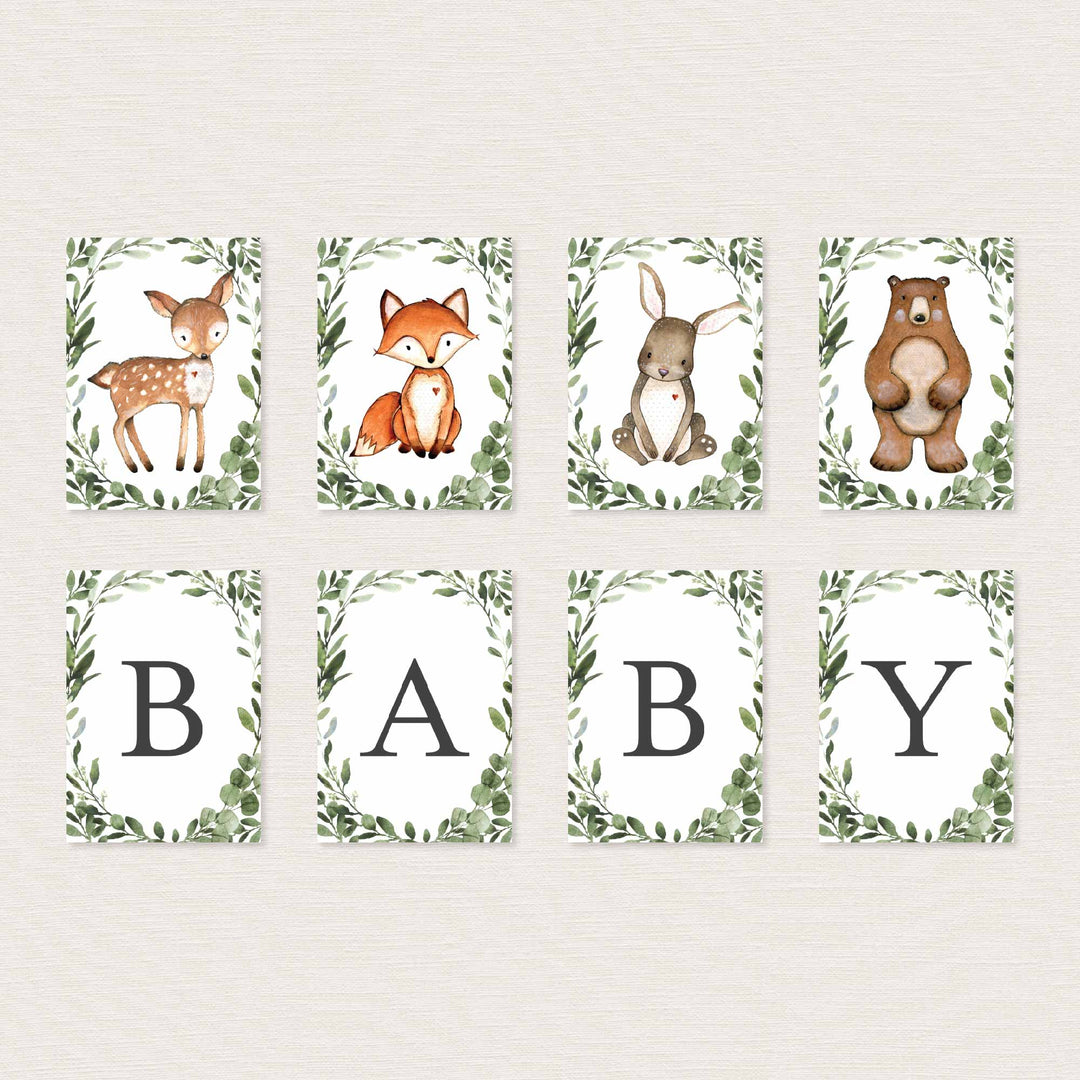 Woodland Animals Baby Shower Party Banner Printable