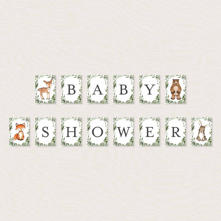 Woodland Animals Baby Shower Party Banner Printable