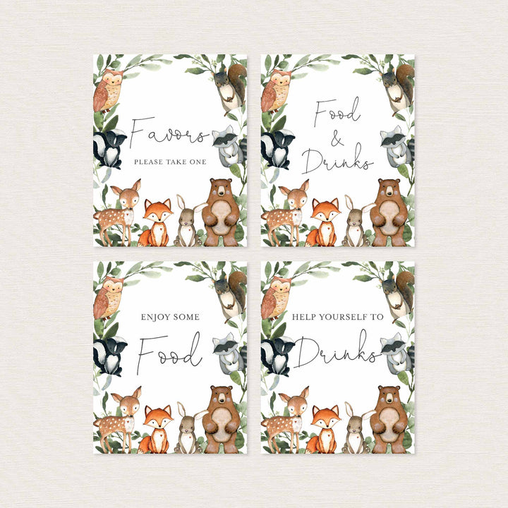 Woodland Animals Baby Shower Table Signs Bundle Printable