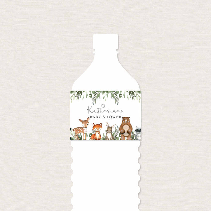 Woodland Animals Baby Shower Water Bottle Label Printable