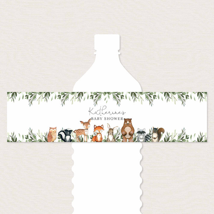 Woodland Animals Baby Shower Water Bottle Label Printable