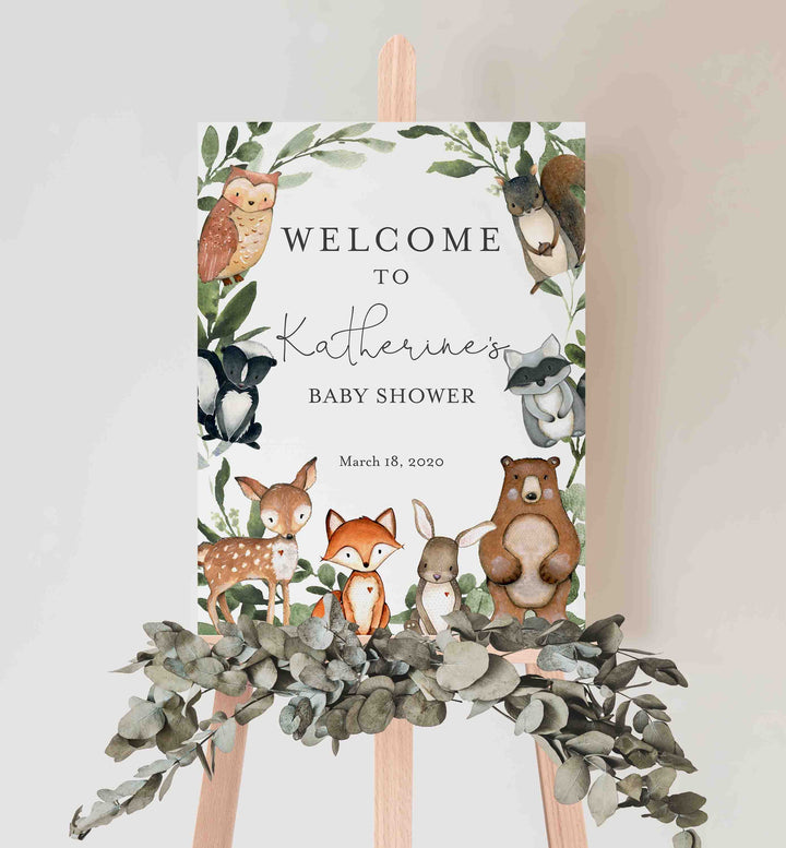 Woodland Animals Baby Shower Welcome Sign Printable