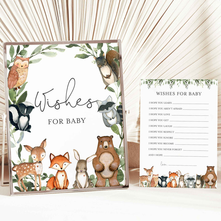 Woodland Animals Baby Shower Wishes For Baby Printable