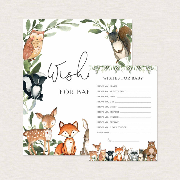 Woodland Animals Baby Shower Wishes For Baby Printable