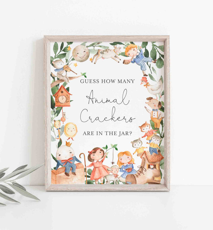 Nursery Rhymes Baby Shower Guess How Many Animal Crackers Game Printable