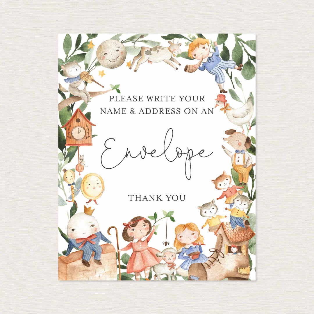 Nursery Rhymes Baby Shower Address An Envelope Sign Printable