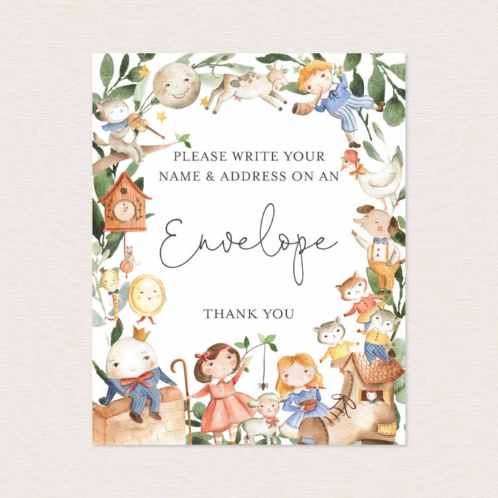 Nursery Rhymes Baby Shower Address An Envelope Sign Printable