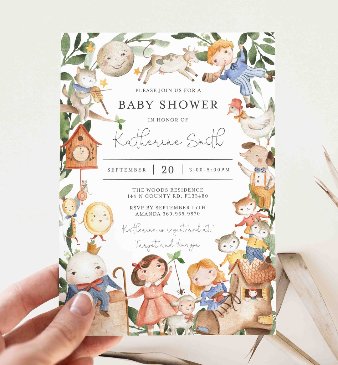Nursery Rhymes Baby Shower Invitation Printable