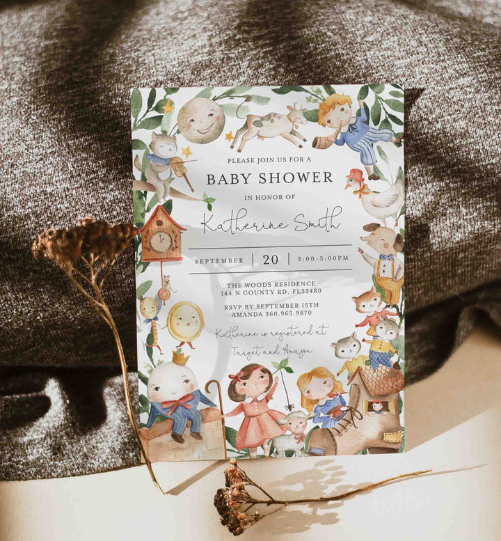 Nursery Rhymes Baby Shower Invitation Printable