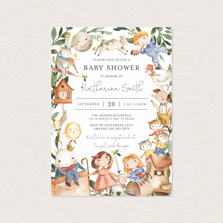 Nursery Rhymes Baby Shower Invitation Printable