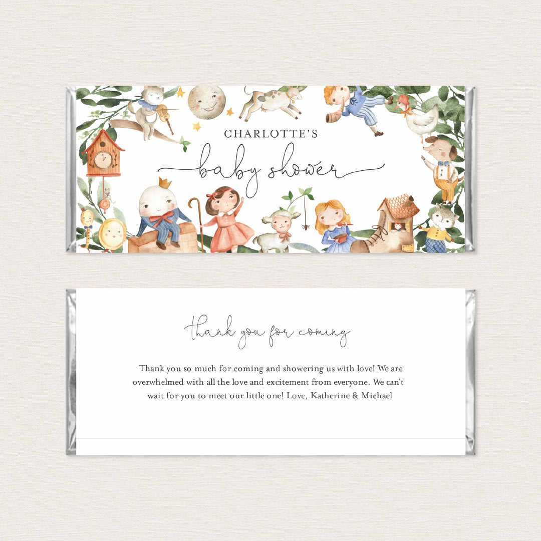 Nursery Rhymes Baby Shower Chocolate Bar Wrapper Printable