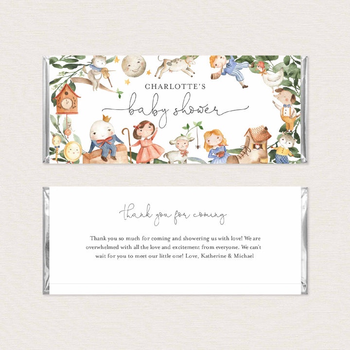 Nursery Rhymes Baby Shower Chocolate Bar Wrapper Printable