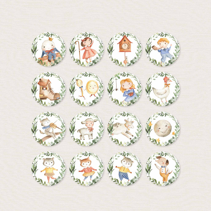 Nursery Rhymes Baby Shower Cupcake Toppers and Cupcake Wrappers Printable