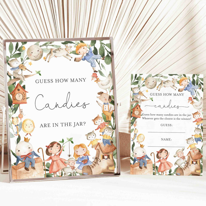 Nursery Rhymes Baby Shower Guess How Many Candies Game Printable