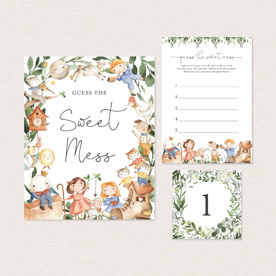 Nursery Rhymes Baby Shower Guess The Sweet Mess Game Printable