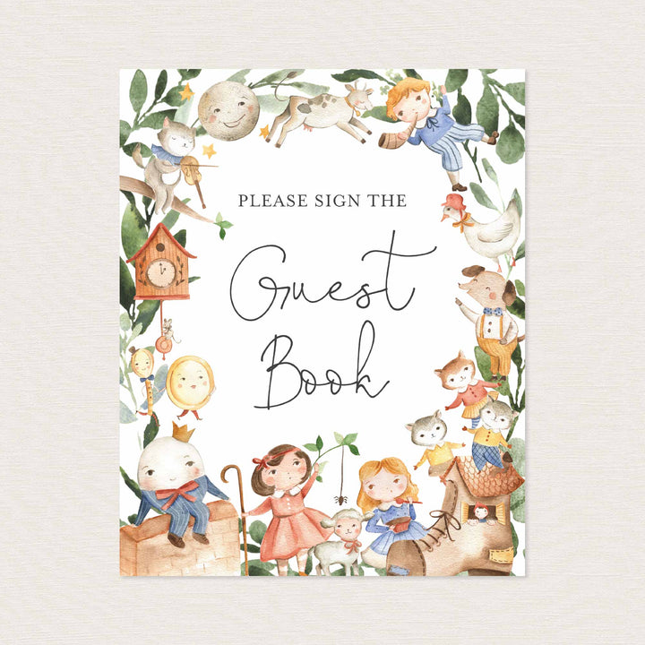 Nursery Rhymes Baby Shower Guestbook Sign Printable