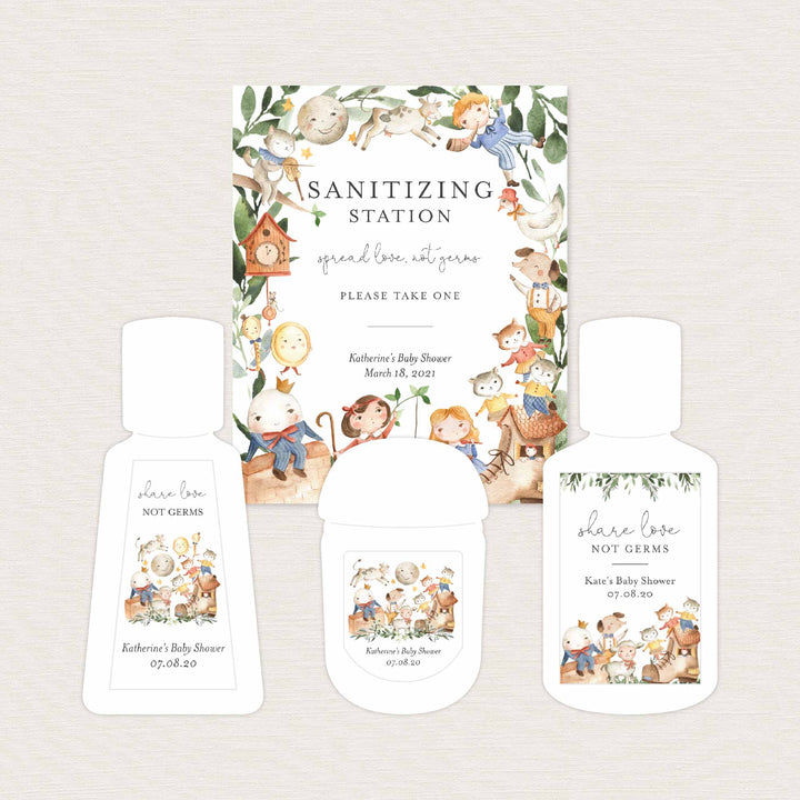 Nursery Rhymes Baby Shower Hand Sanitizer Label Printable