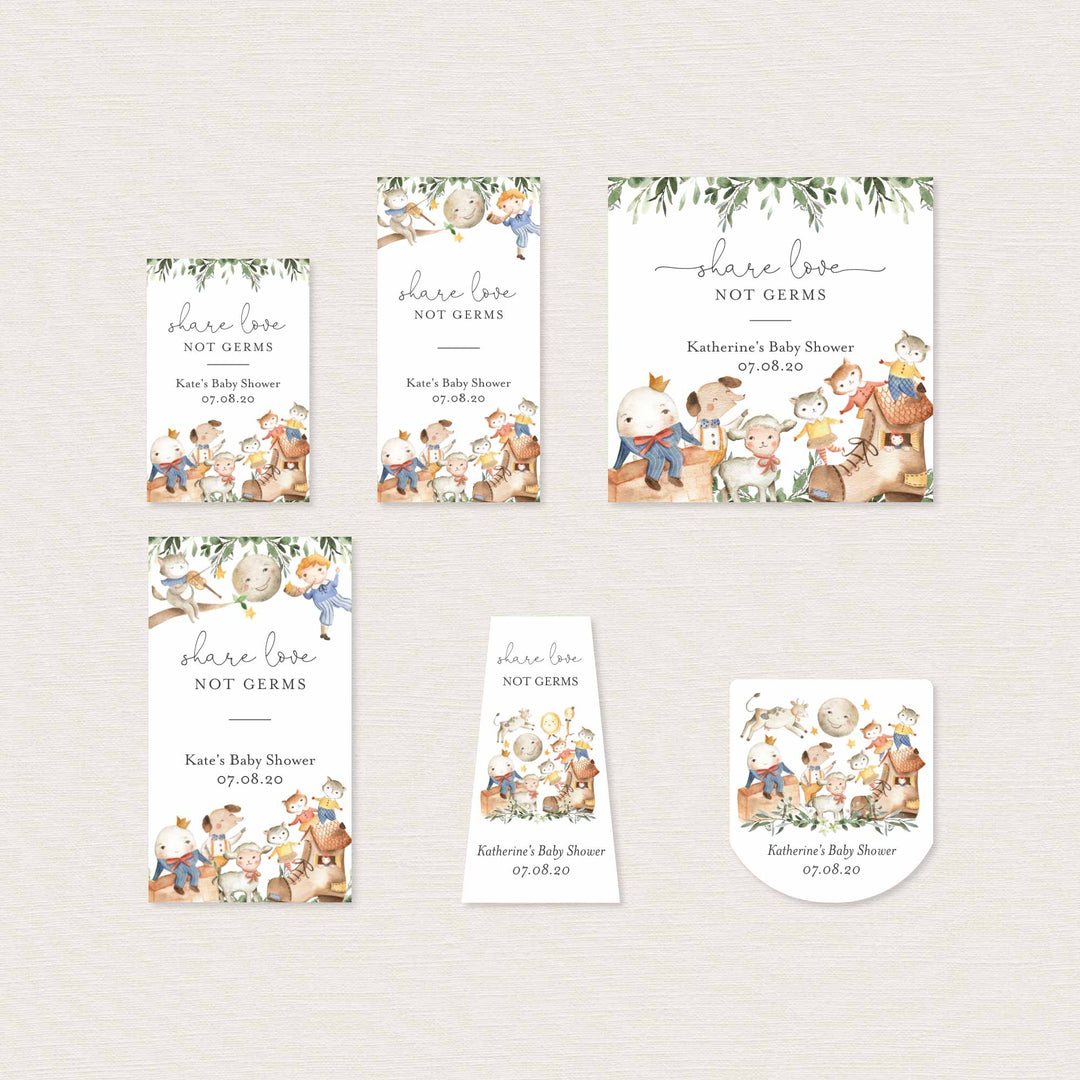 Nursery Rhymes Baby Shower Hand Sanitizer Label Printable