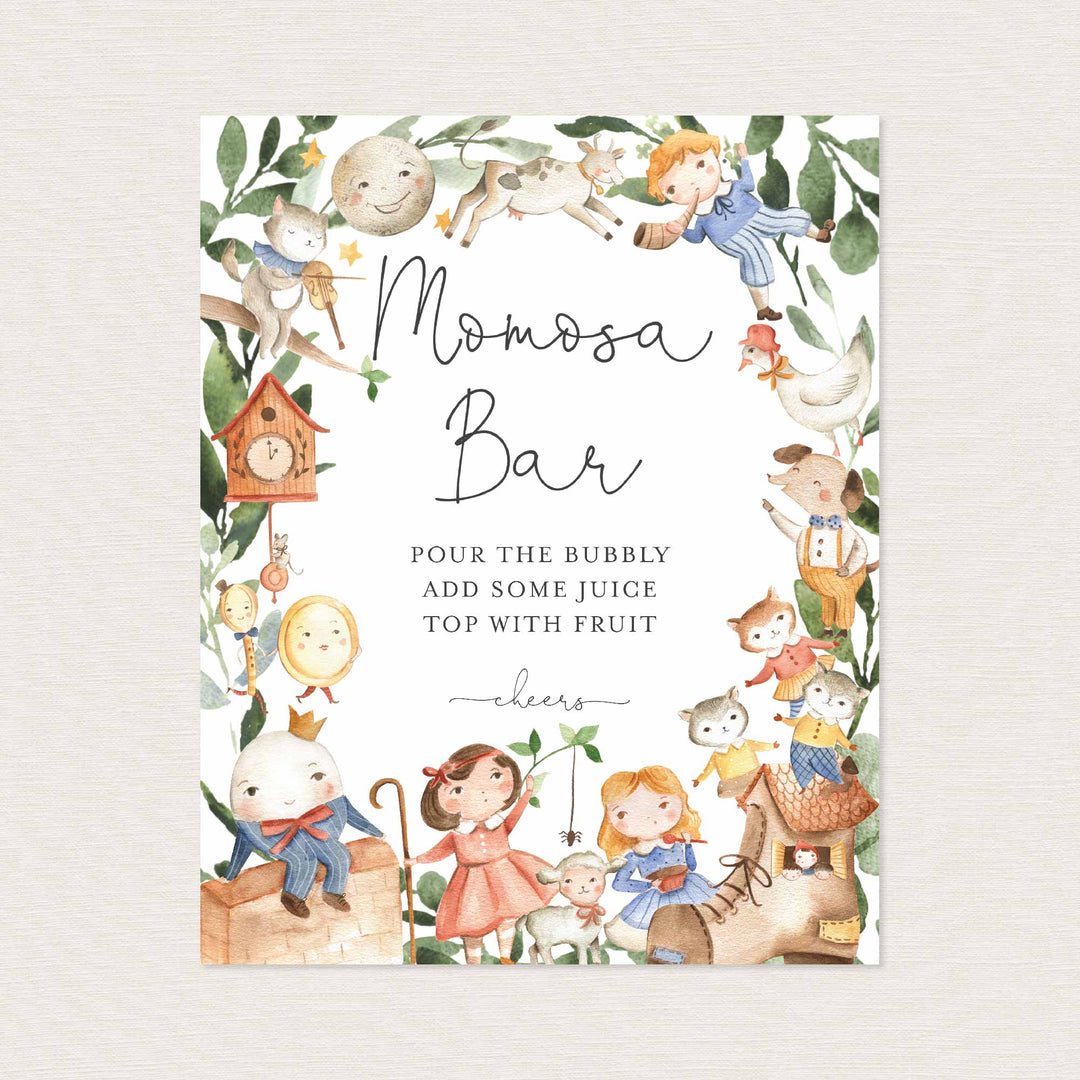 Nursery Rhymes Baby Shower Mimosa Bar Sign Printable