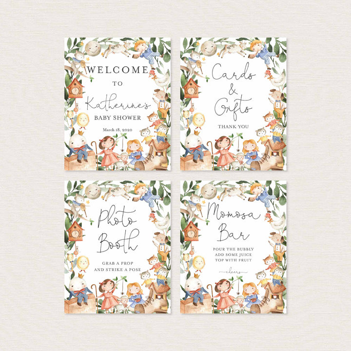 Nursery Rhymes Baby Shower Table Signs Bundle Printable