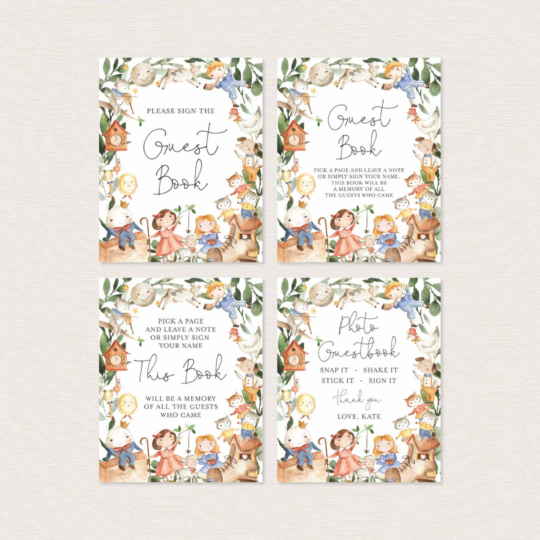 Nursery Rhymes Baby Shower Table Signs Bundle Printable