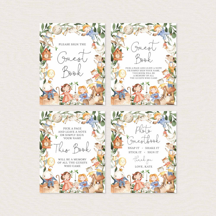 Nursery Rhymes Baby Shower Table Signs Bundle Printable