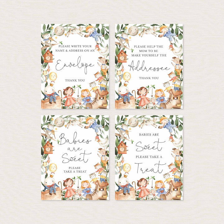 Nursery Rhymes Baby Shower Table Signs Bundle Printable