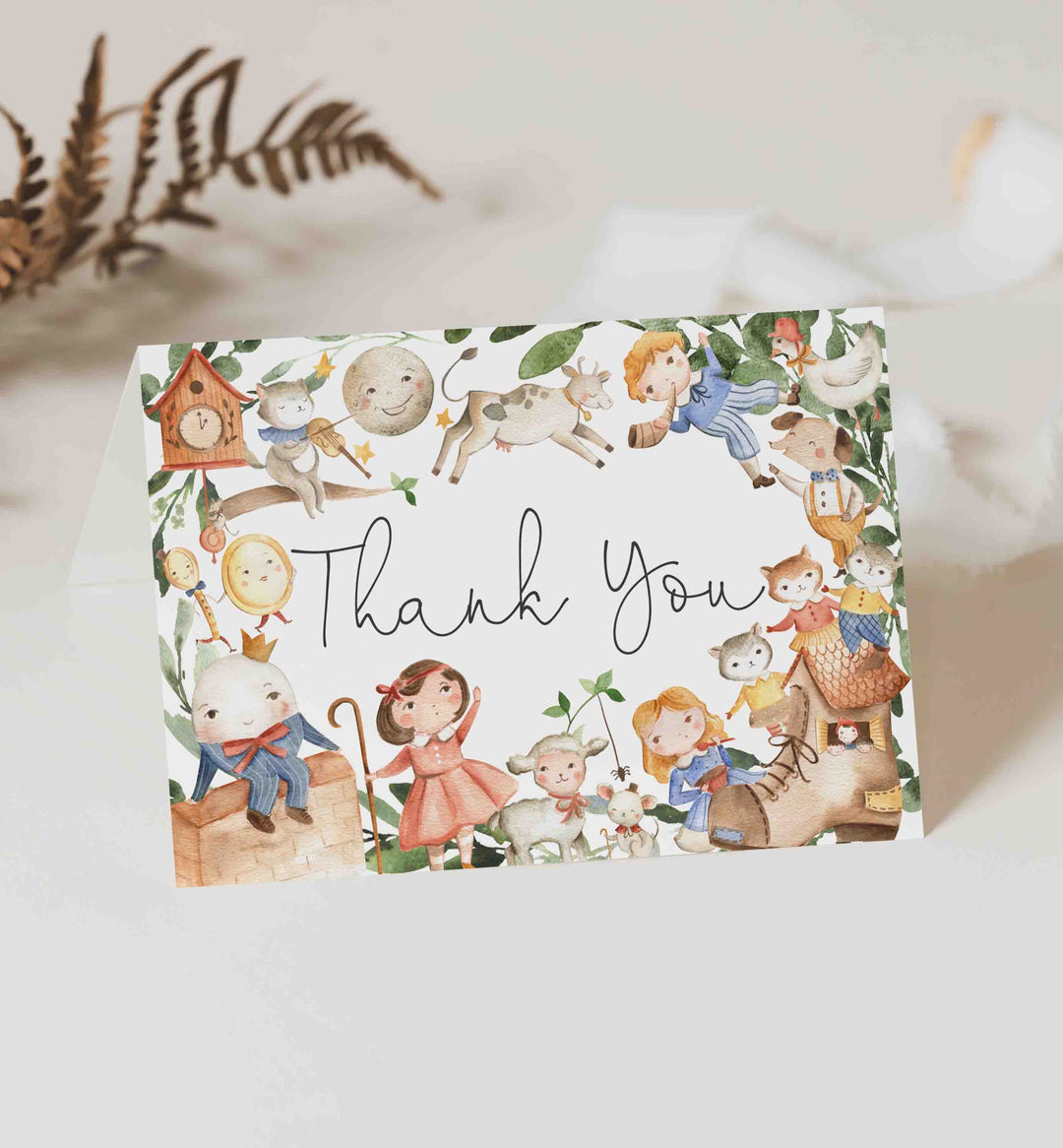 Nursery Rhymes Baby Shower Thank You Card Printable