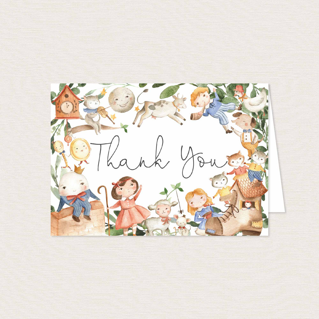 Nursery Rhymes Baby Shower Thank You Card Printable