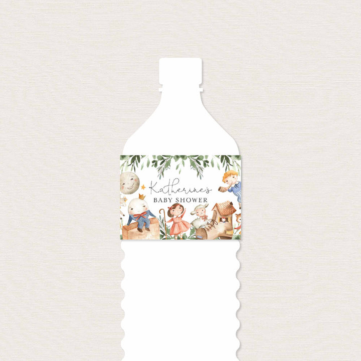 Nursery Rhymes Baby Shower Water Bottle Label Printable