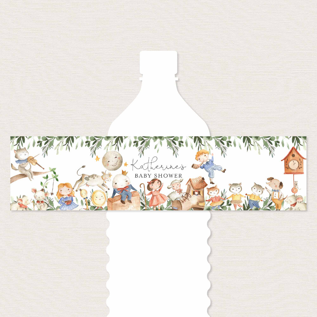 Nursery Rhymes Baby Shower Water Bottle Label Printable