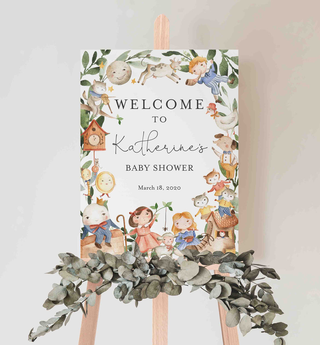 Nursery Rhymes Baby Shower Welcome Sign Printable