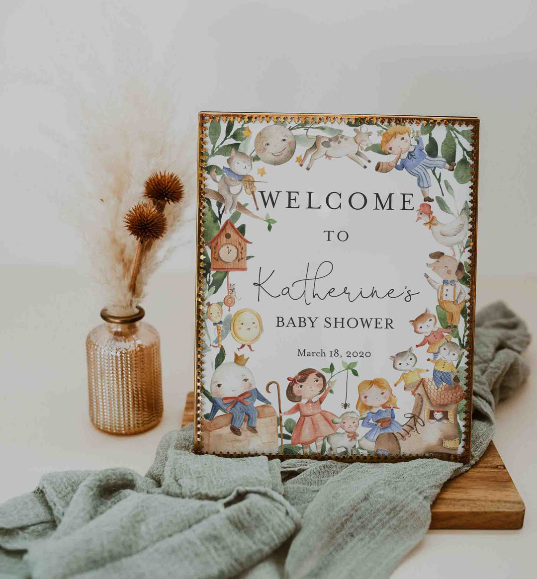 Nursery Rhymes Baby Shower Welcome Sign Printable