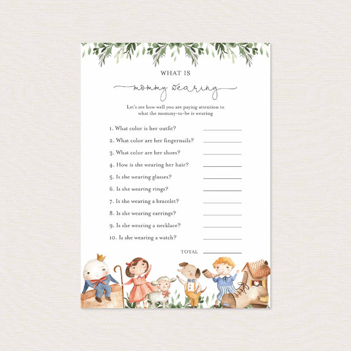 Nursery Rhymes Baby Shower What Is Mummy Wearing Game Printable