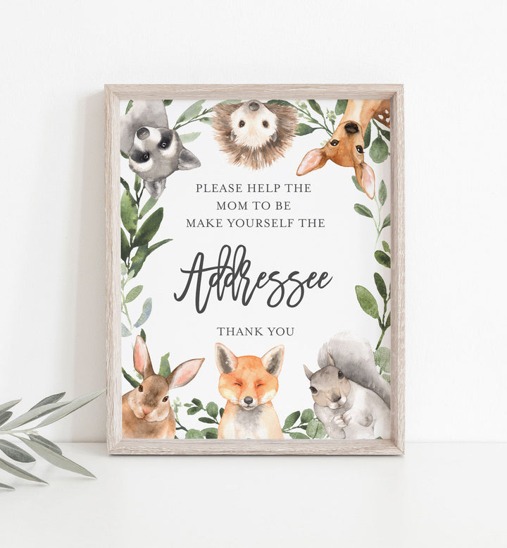 Forest Animals Baby Shower Address An Envelope Sign Printable