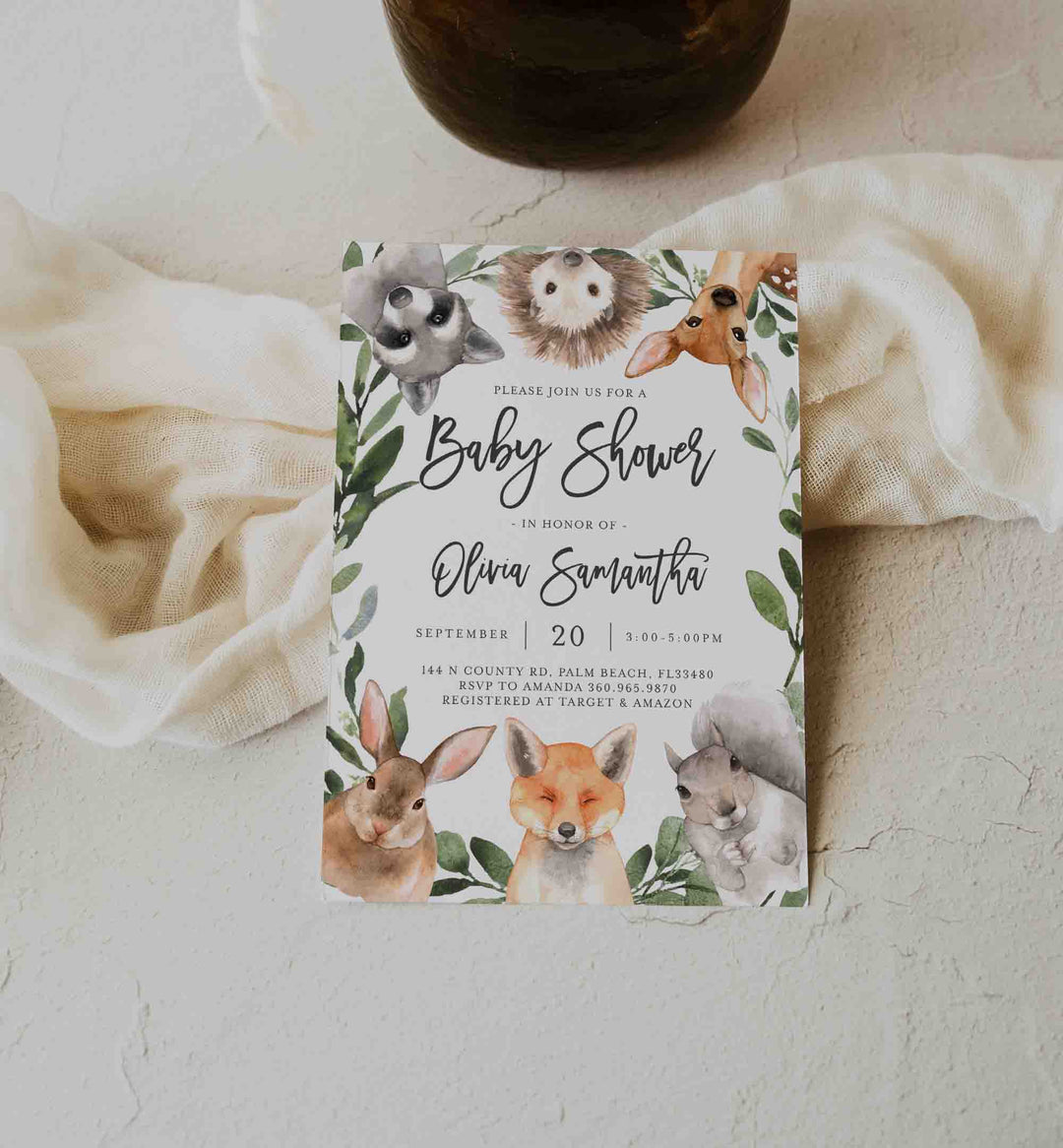 Forest Animals Baby Shower Invitation Printable