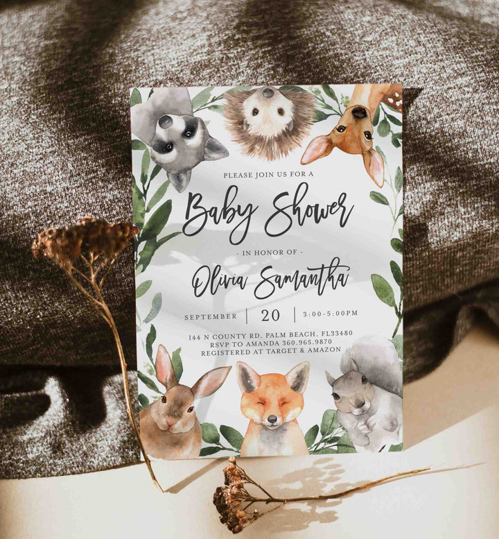 Forest Animals Baby Shower Invitation Printable