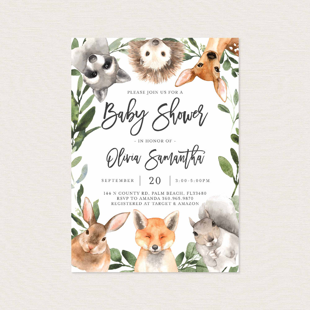 Forest Animals Baby Shower Invitation Printable