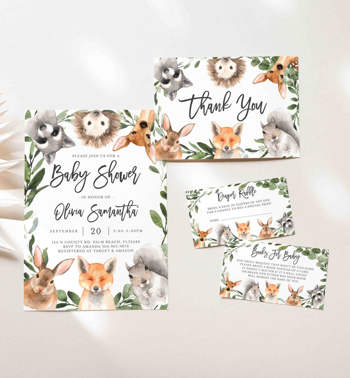 Forest Animals Baby Shower Suite Printable