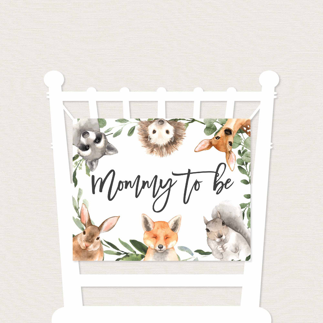 Forest Animals Mummy and Daddy To Be Chair Sign Printable