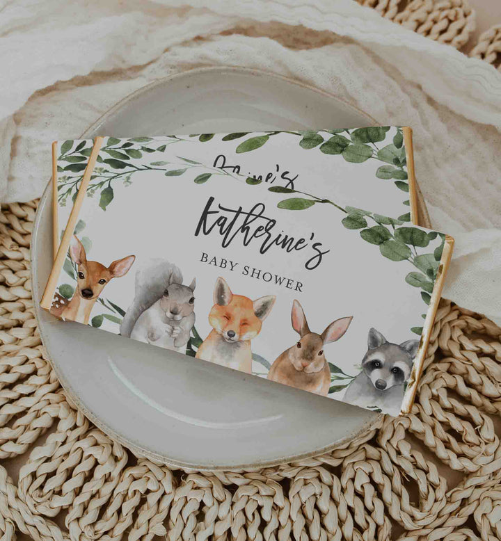 Forest Animals Baby Shower Chocolate Bar Wrapper Printable