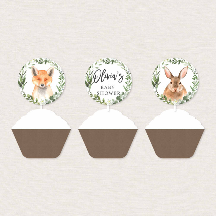 Forest Animals Baby Shower Cupcake Toppers and Cupcake Wrappers Printable