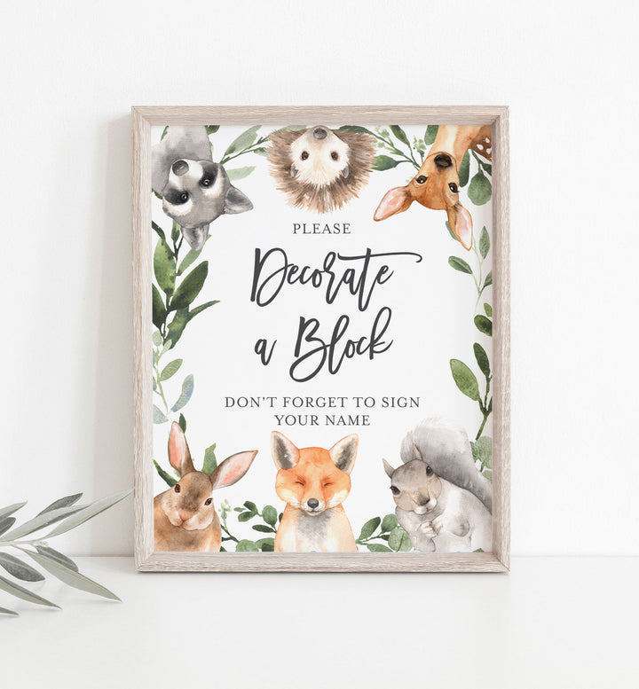 Forest Animals Baby Shower Decorate A Block Printable