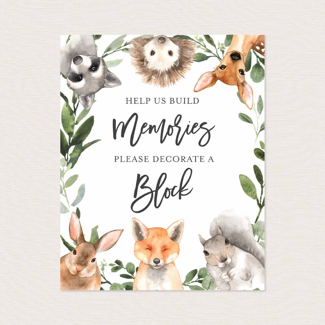 Forest Animals Baby Shower Decorate A Block Printable