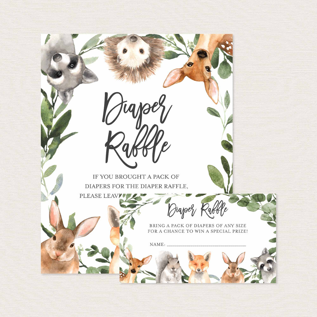 Forest Animals Baby Shower Diaper Raffle Printable