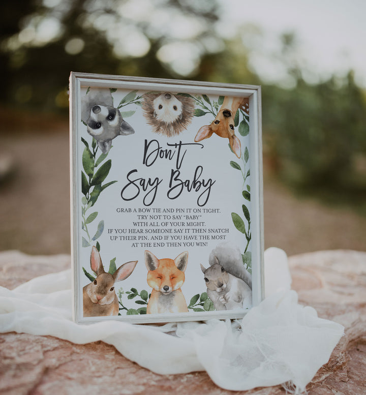 Forest Animals Baby Shower Don't Say Baby Game Printable