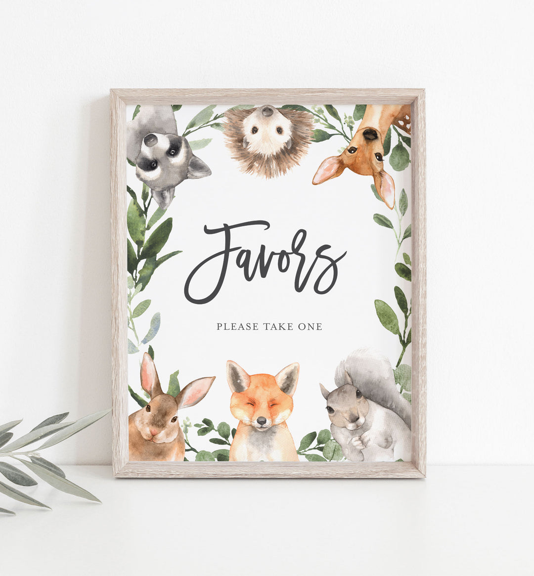 Forest Animals Baby Shower Favours Sign Printable