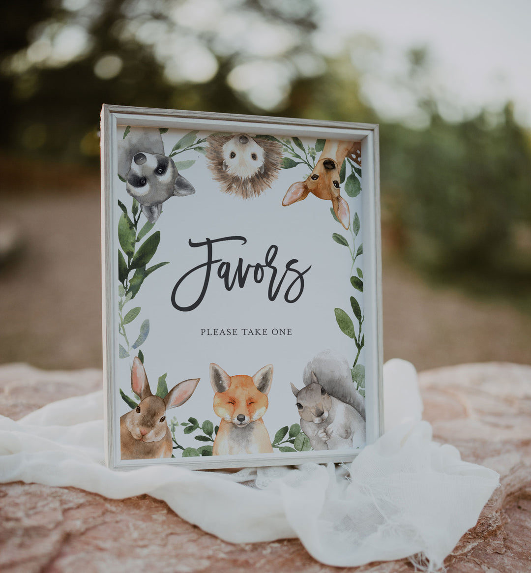 Forest Animals Baby Shower Favours Sign Printable