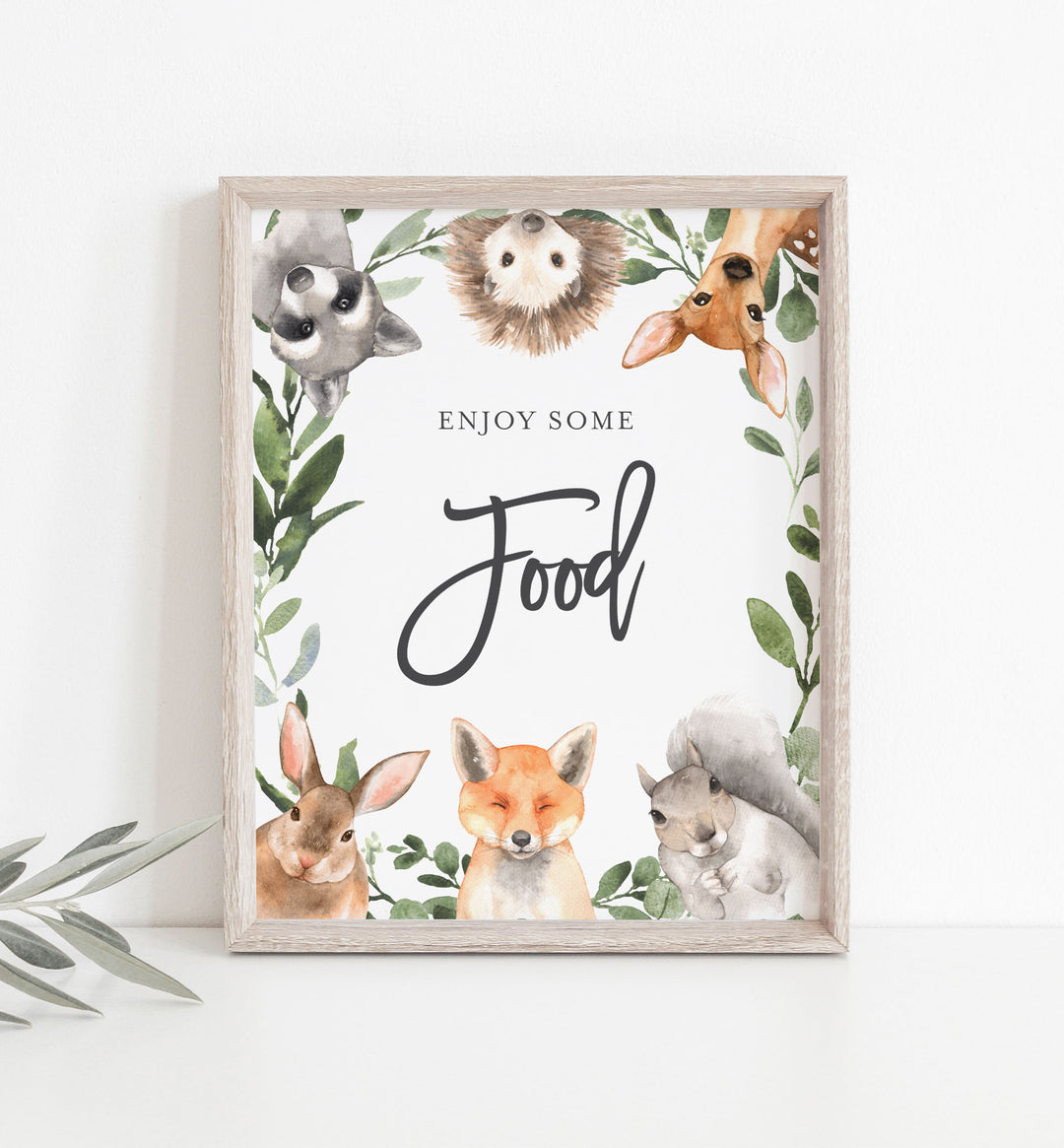 Forest Animals Baby Shower Food and Drinks Sign Printable
